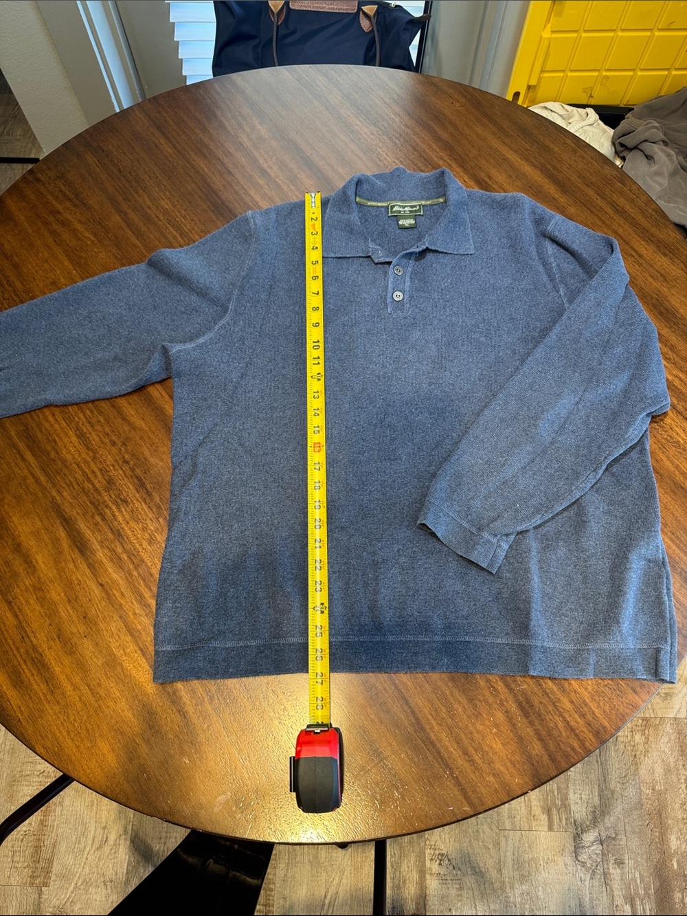 Eddie Bauer Men's Long-Sleeve Polo in Navy Blue